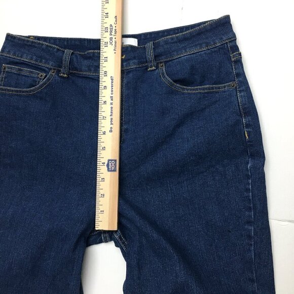 Elizabeth & James Textile Jeans Flare Leg High Rise Dark Wash size 12 length 32" - Picture 6 of 8